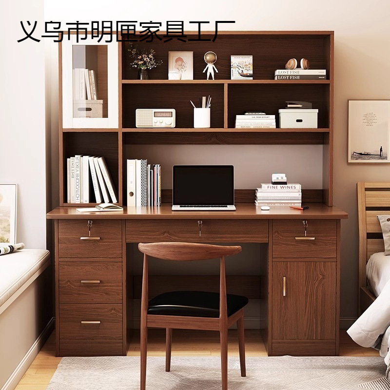 Desk and Bookshelf Integrated Home Computer Desk Desktop Simple Office Desk and Chair Bedroom Student with Bookcase Writing Carefully Selected