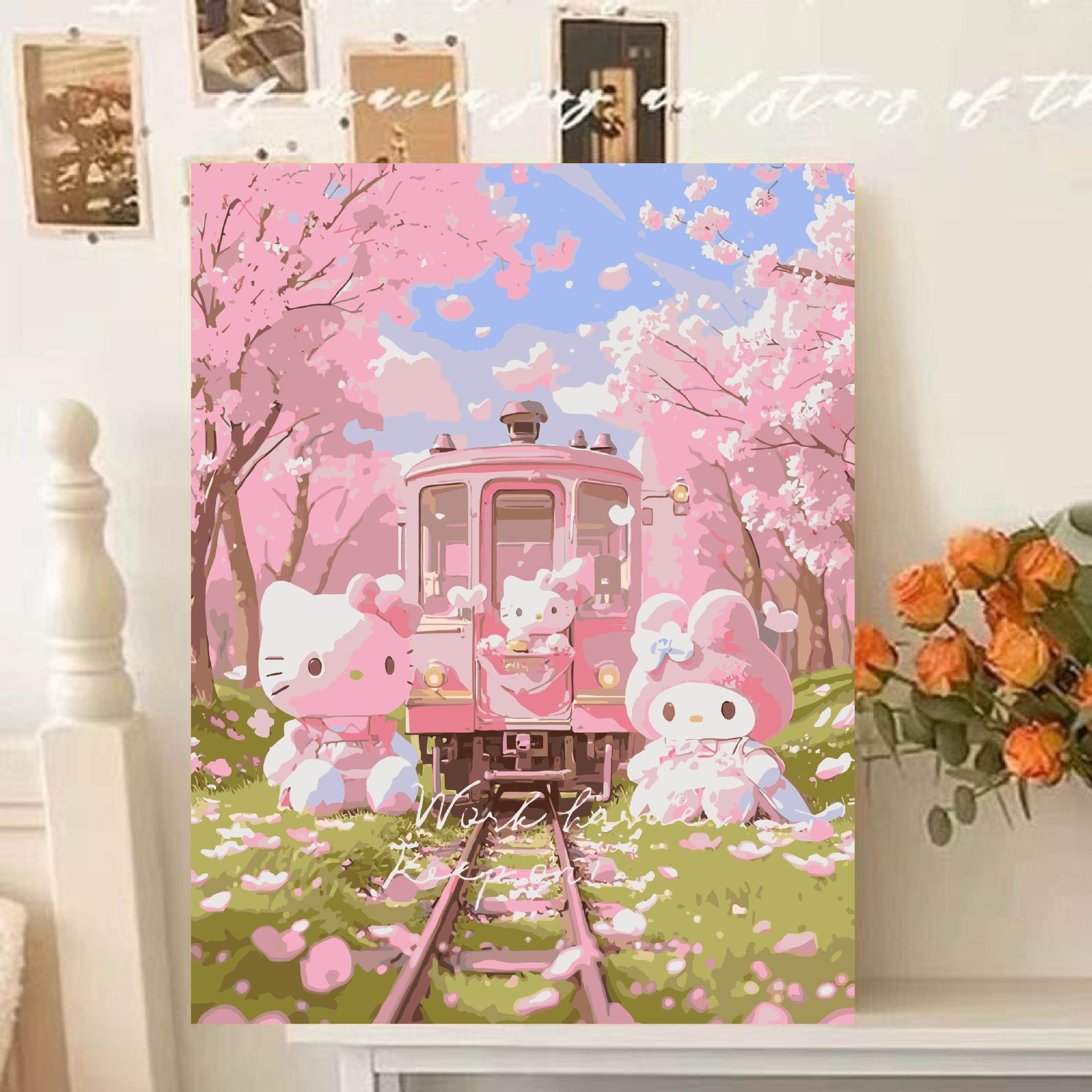 hellokitty pintura al óleo digital de alto valor de color hecha a mano di relleno de relleno de color meditación pintura de descompresión pintura al óleo pintada a mano