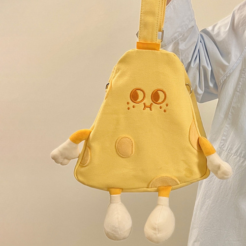 Xiaohongshu cheese cheese villain cross-body bag for women spring and summer high-end texture canvas bag handbag gift bag for girlfriend