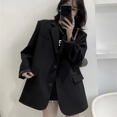 2025 春と秋の黒の小さなスーツジャケット女性のための韓国スタイル英国スタイルインターネットセレブデザインスーツ女性の気質