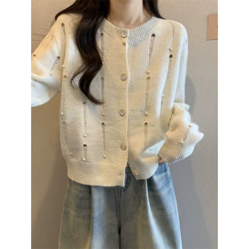 Осенний свитер, длинный рукав, кардиган, стиль Chanel