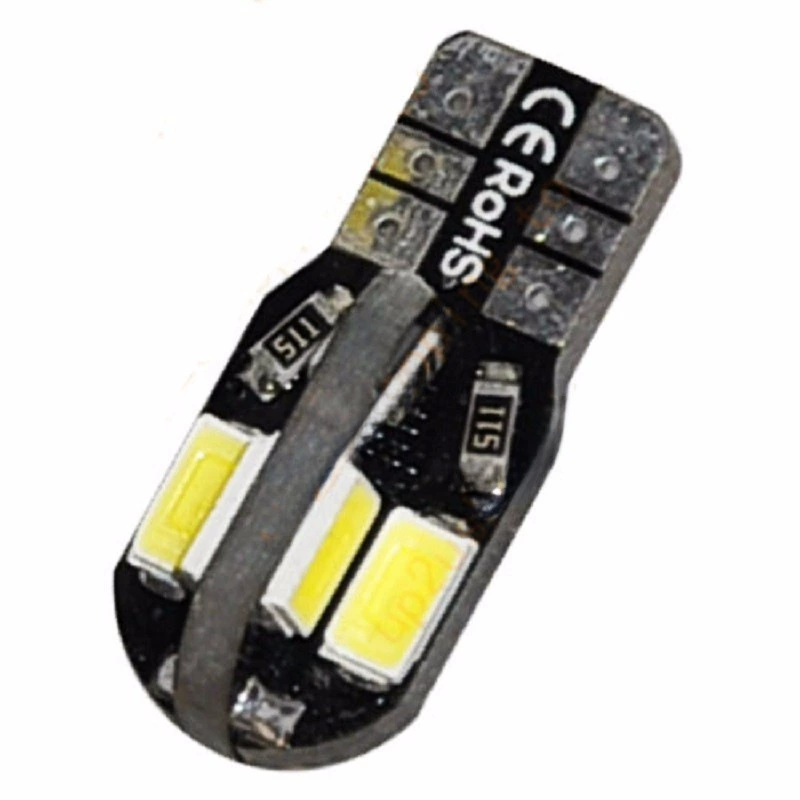 Авто LED T10 лампа W5W 5730 8smd расшифровка читаемость свет CANBU демонстрационный широкий свет лицензион