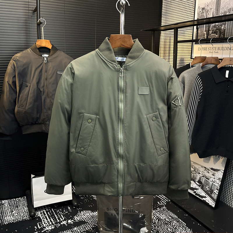 秋冬棒球服MA-1改良版飞行员羽绒外套加厚保暖痞帅棒球领羽绒服潮