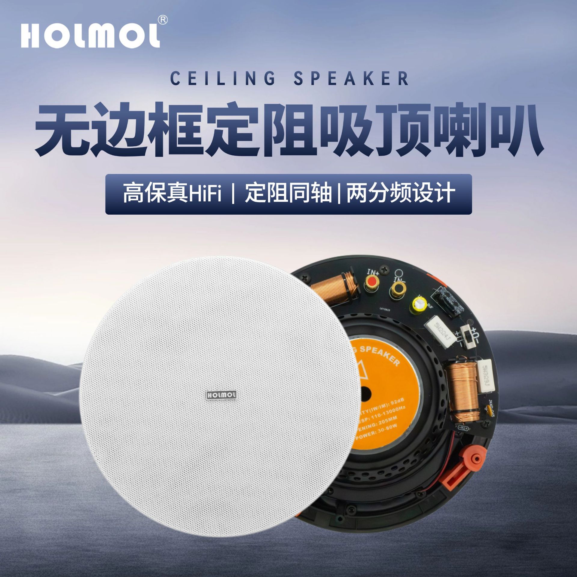 New Fixed-Resistance Ceiling Speakers Coaxial Audio Embedded Home Living Room Ceiling Speakers Commercial Speakers