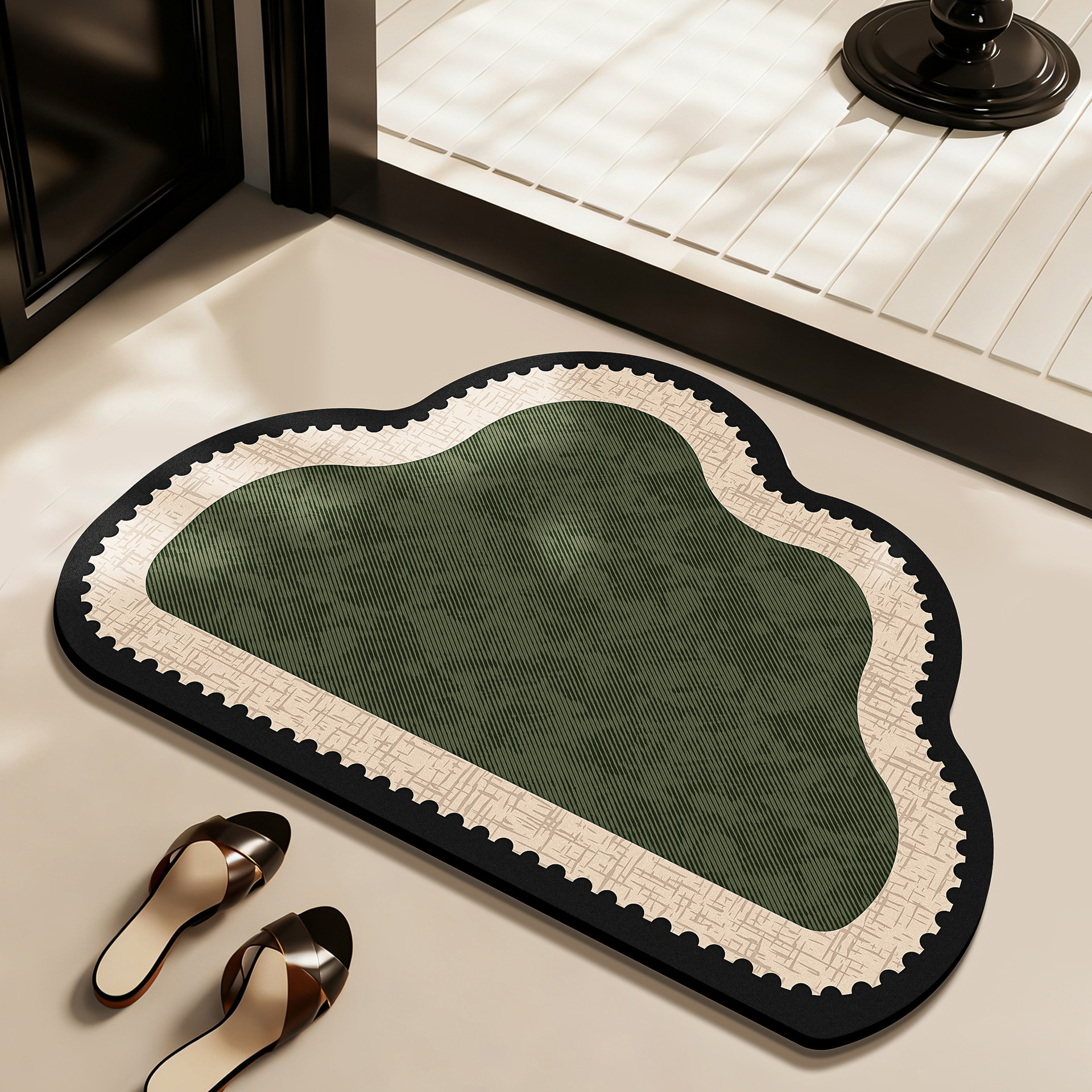 Baño retro francés piso de barro de algas inodoro puerta de absorción de agua estera antideslizante alfombra de baño