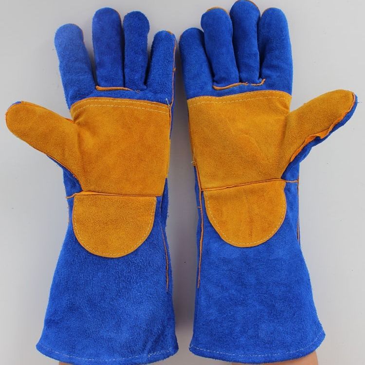 40cm长款全牛皮电焊手套焊工烧焊加固加托耐用耐高温隔热手套厂家