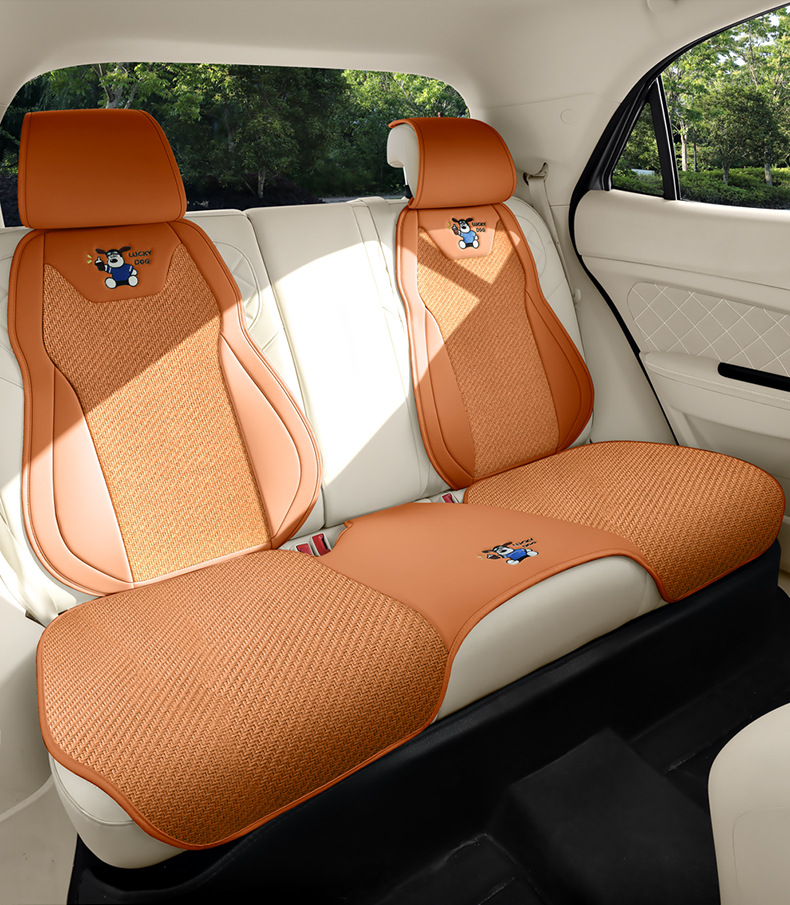 Cartoon car seat cushion half-cover summer car seat cushion breathable cool pad universal for all seasons long-sitting ice rattan