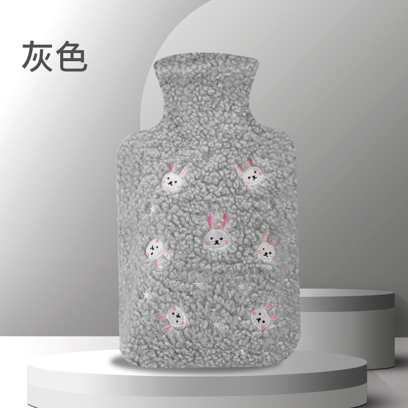 Lexueer goma bolsa de agua caliente inyección hogar compresa caliente bordado felpa cubierta de tela nueva irrigación mano caliente al por mayor