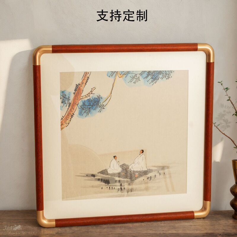 Solid wood imitation copper corner photo frame Chinese picture frame mounted Chinese painting frame copper corner craft high sense photo frame manufacturers wholesale Solid wood imitation copper corner photo frame Chinese picture frame mounted Chinese painting frame copper corner craft high sense photo frame manufacturers wholesale