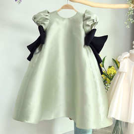 Children Dress女宝宝洋气可爱礼服2024新款周岁儿童泡泡袖公主裙