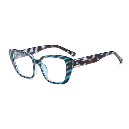 2024 New Retro Striped Frame Anti-Blue Light Flat Mirror European and American Street Photography Cat Eye No-Makeup Glasses Frame BL903