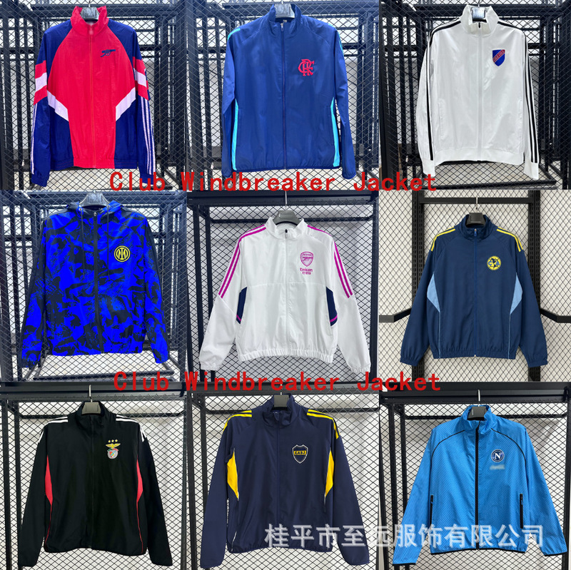 Arsenal Chelsea Football Uniform Windbreaker Jacket Embroidered Windproof Waterproof Sports Coat Retro