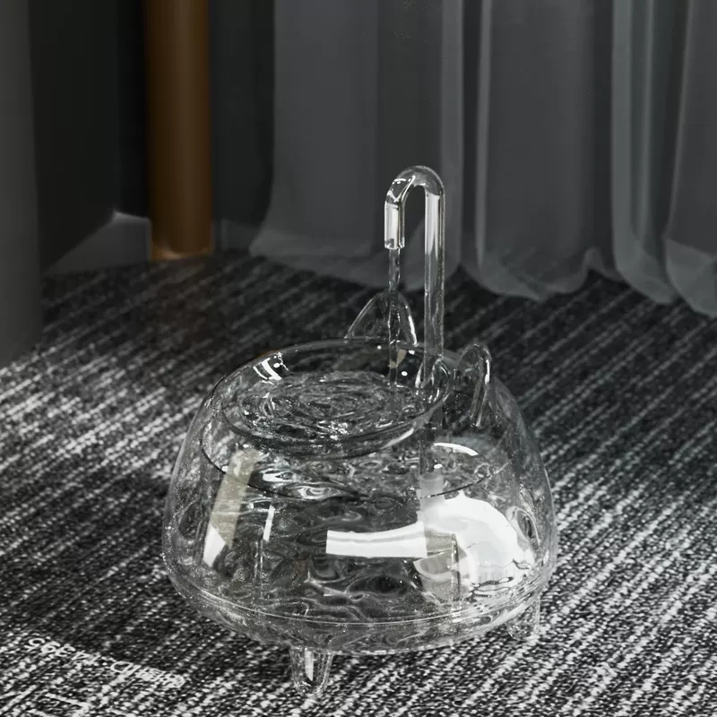 Automatic cat water dispenser, transparent cat‑head design, USB powered, optional stainless liner