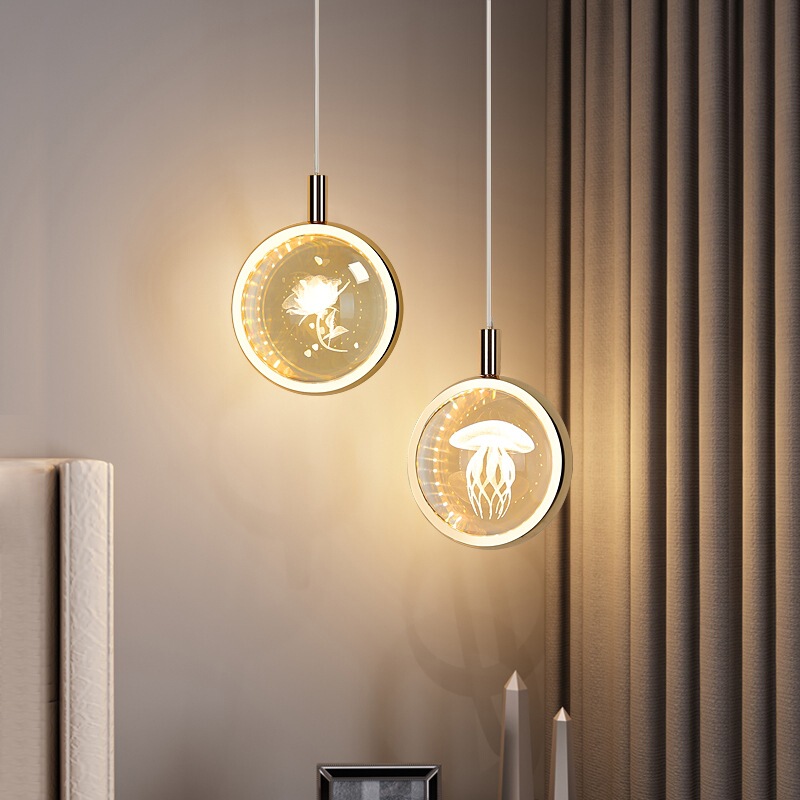 Bedroom Bedside Chandelier 2023 New Master Bedroom Cyber Celebrity Light Luxury Crystal Single Head Long Line Room Creative Personalized Art