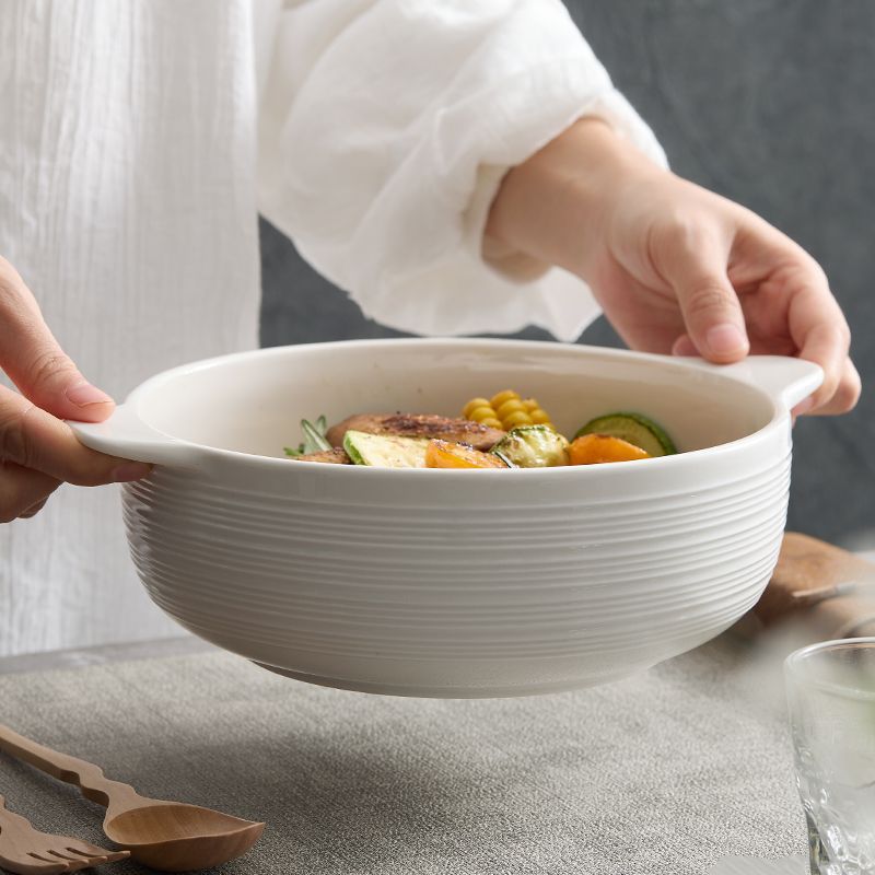 Ceramic Double-Eared Bowl for Home Use, Suitable for Sauerkraut Fish Soup, Spicy Fish Salad, Oven Rice Bowl, Boiled Fish, and Dishwasher Safe