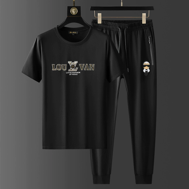 Летний спортивный костюм из мерсеризованного хлопка с круглым вырезом, мужской костюм с короткими рукавами и надписью Hot Diamond, модный свободный повседневный комплект из двух предметов