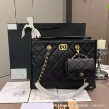 海外会员礼vip gift新款手提包菱格链条包大容量二合一妈咪托特包