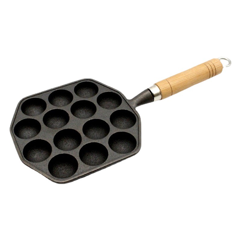 Bolas de pulpo de hierro fundido bandeja para hornear molde de huevo de codorniz de hierro fundido sin recubrimiento Cocina de Inducción antiadherente entrega de una pieza