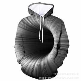 一件代发 旋涡黑洞数码印花3D男女带帽卫衣 外贸货源宽松上衣