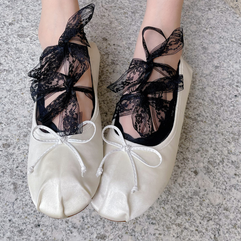 Pure Desire Ballet Style Four Lace Strap Boat Socks Women's White Lace Strap Bow Summer Shallow Mouth Invisible Socks Pure Desire Ballet Style Four Lace Strap Boat Socks Women's White Lace Strap Bow Summer Shallow Mouth Invisible Socks