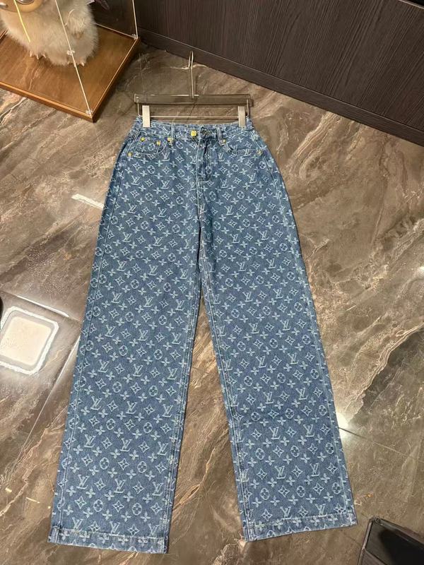 25SS深圳南油高版本L家超重工高级百搭水洗蓝满印棉老花牛仔裤|undefined