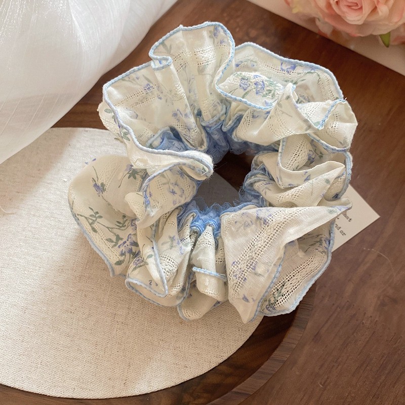 Encaje lazo para el cabello de intestino grueso de doble capa ins coreanos cuerda para el cabello de intestino grueso fresco y dulce en la parte posterior de la cabeza accesorios para el cabello femenino