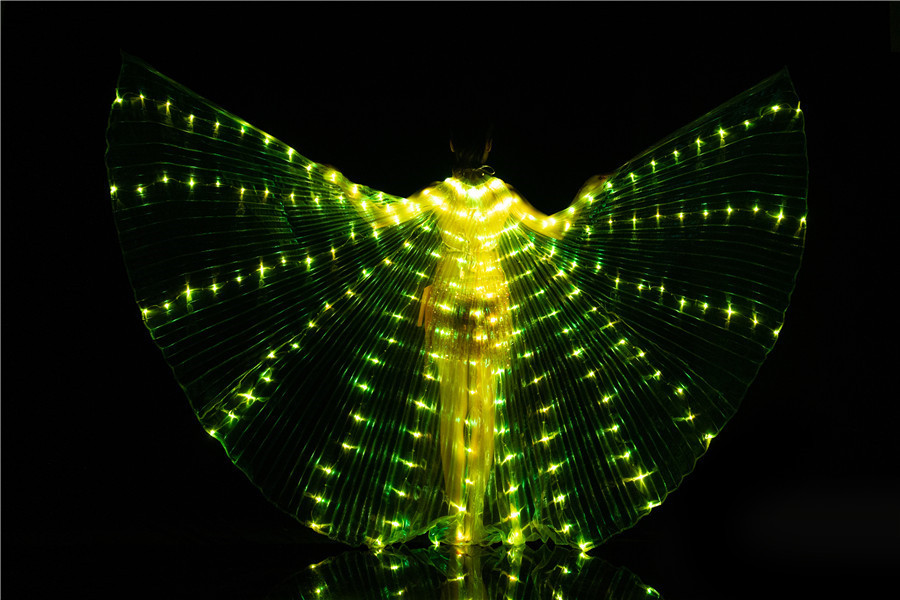 Alas luminosas LED para danza del vientre o fiestas, alas 360° con luz incorporada, ideal para espectáculos y Navidad