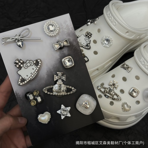 Pink KT Hole-toe Shoes Flower Decoration Accessory DIY Decor Summer Dopamine Cute Sparkling Hole-toe Shoes Flower