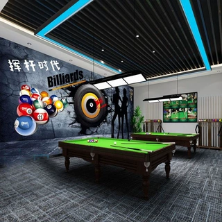 3d立体台球厅背景墙壁纸健身房撞球室斯诺克壁纸桌球室俱乐部壁画