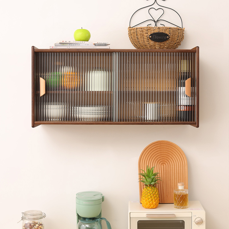 Japanese Style Small Hanging Cabinet Wall Cabinet Kitchen Desktop Sideboard Wall Hanging Glass Storage Cabinet Living Room Wall Storage Cabinet