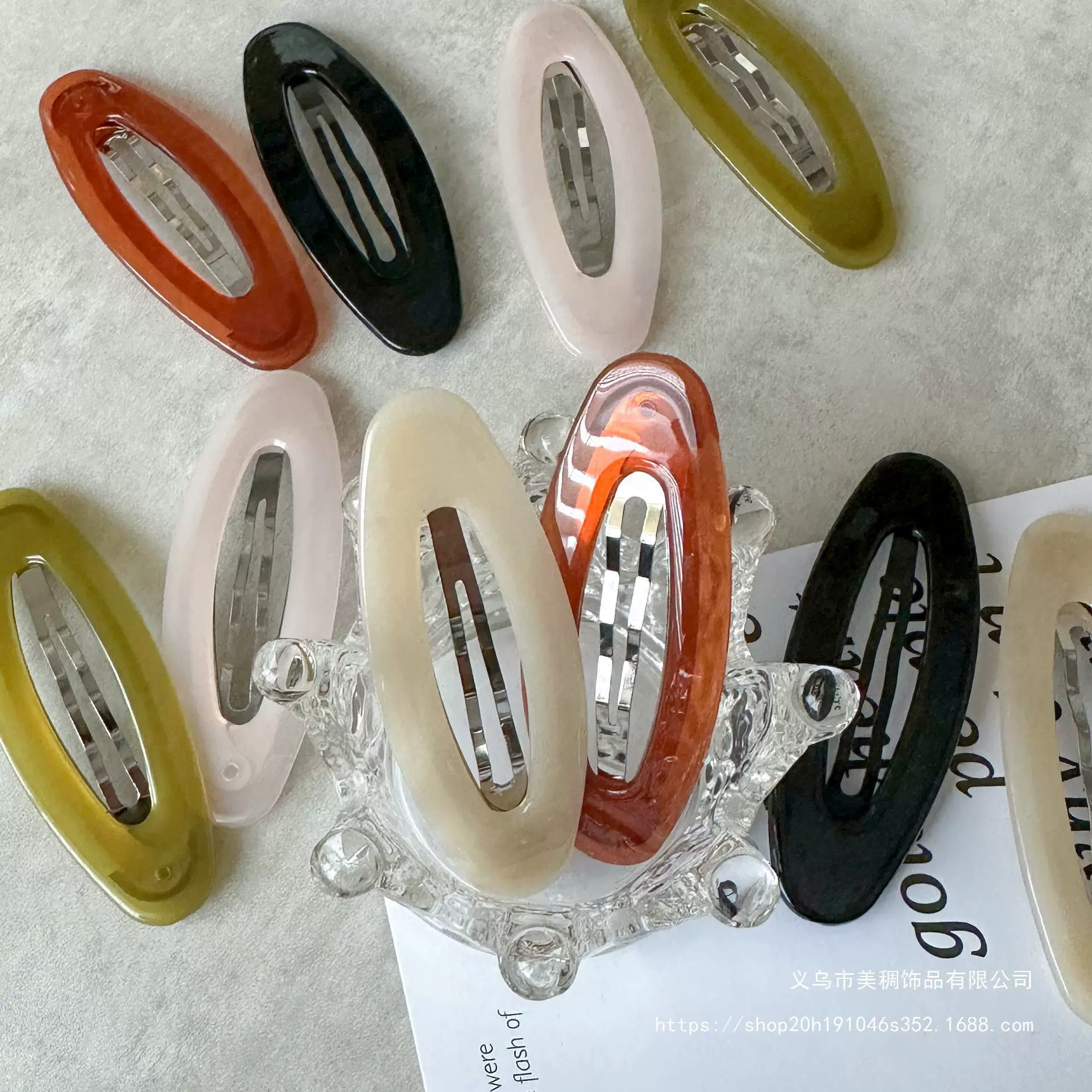 Jelly -colored oval card, 2023 new net red front forehead hair side bangs fixed BB clip