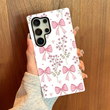 跨境新款蝴蝶结适用GalaxyS23/S24热转印手机套S25菲林壳女款防摔