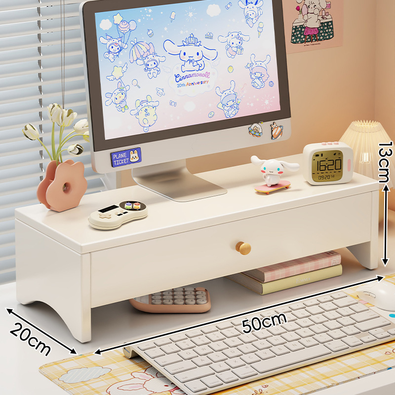 Soporte Elevador para Monitor de Tablero de Densidad con Cajón para Oficina