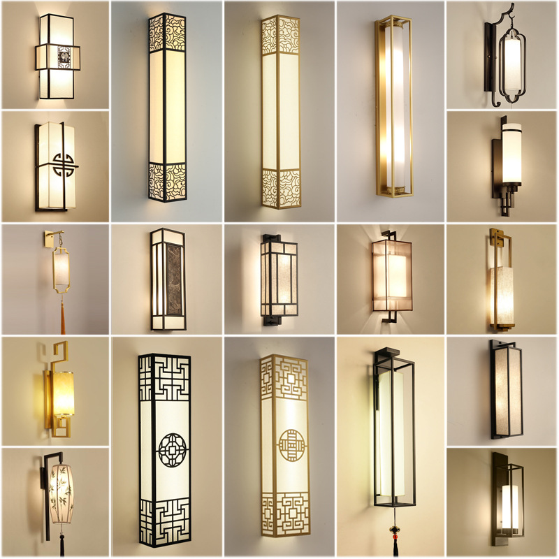 New Chinese style wall lamp style living room bedroom bedside lamp hotel Teahouse aisle stairs corridor engineering wall lamp