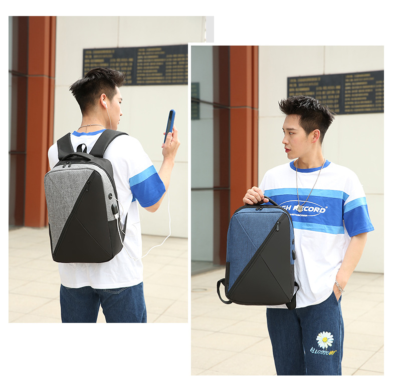 New simple and individual color-blocked backpack, large-capacity fashionable and trendy backpack, business commuting, student computer schoolbag undefined