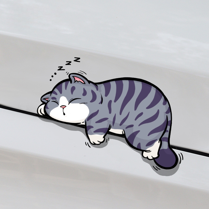 招吉猫车品汽车个性趣味卡通猫咪车贴宠物划痕贴电动车反光车身贴