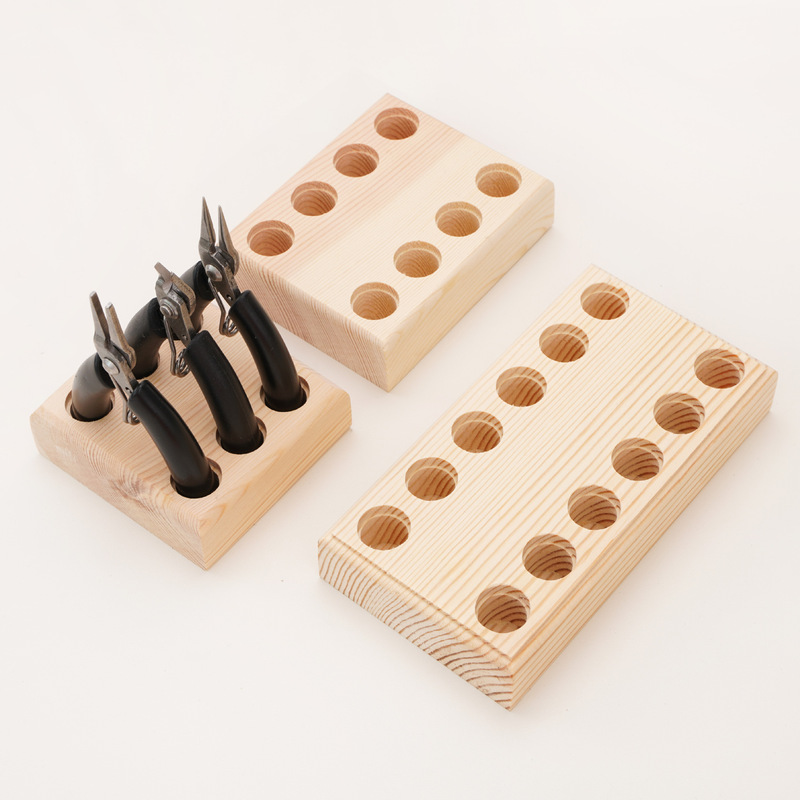 6-12 Hole Multifunctional Solid Wood Handmade Pliers Storage Rack Jewelry Pliers Rack DIY Tool Wooden Storage Rack