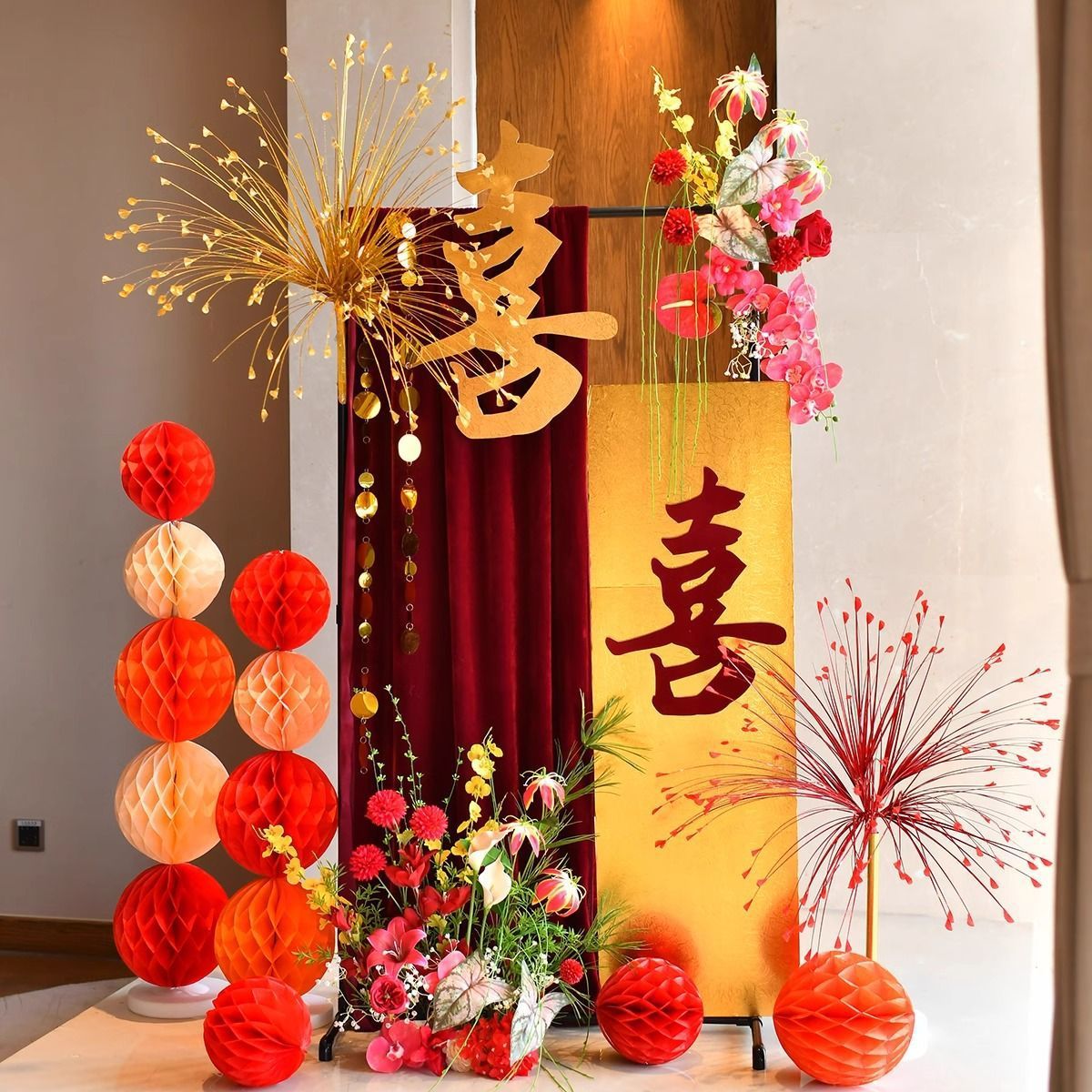 鎏金KT板男方女方婚房卧室客厅布置结婚订婚装饰婚庆婚礼迎宾牌