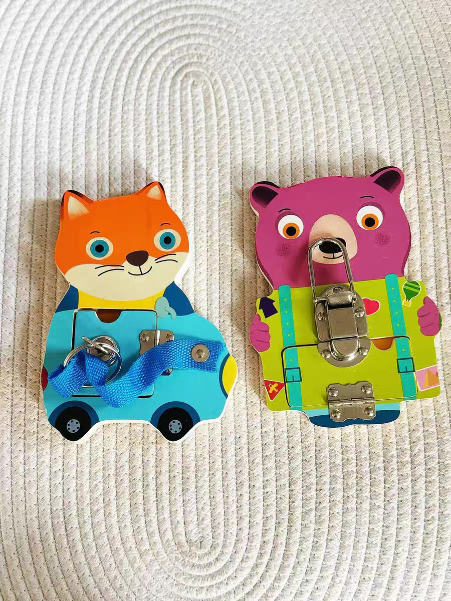 Animal lock box, fine motor skills lock opening for toddlers, educational early learning enlightenment wooden toys, busy board