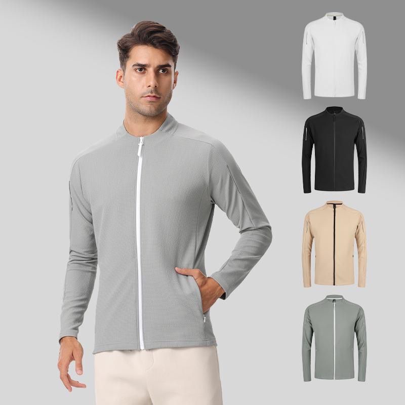 LULU men's sports jacket men's autumn and winter casual running round neck zipper cardigan sweater quick-drying fitness breathable