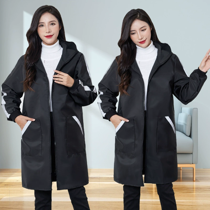 Плюшевый фартук халат женская верхняя одежда рабочая одежда устойчивая к пятнам женская зимняя теплая водонепроницаемая морозостойкая светоотражающая средней длины