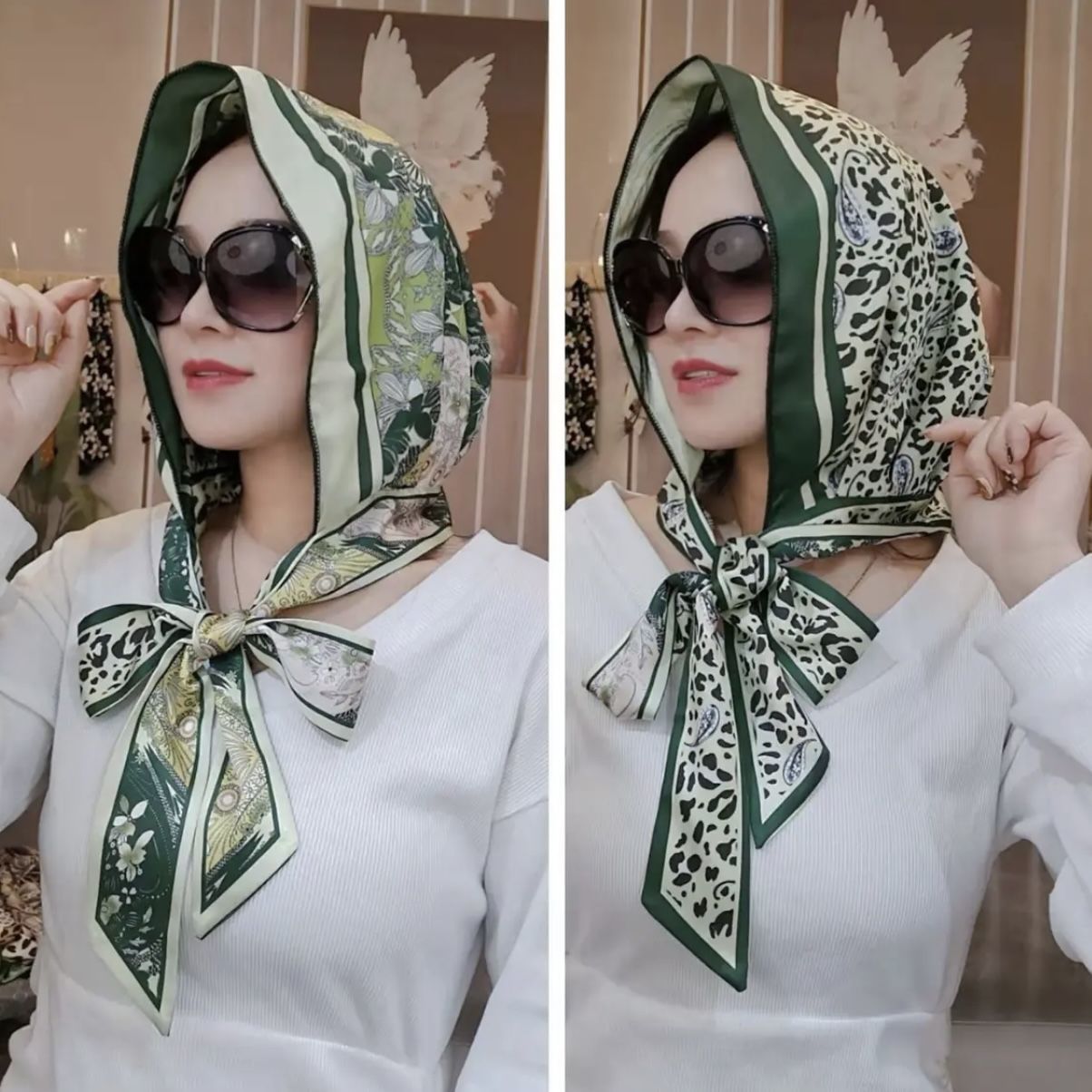 [Double-sided double layer] new sun protection multi-purpose bag head cap Li Jin satin scarf cap headscarf cap windproof dustproof headscarf