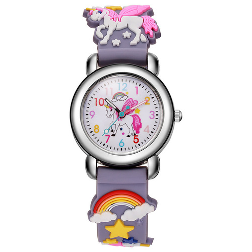 Cross-border cartoon children's sports water-resistant silicone 3D stereoscopic pointer electronic watch for students, cute quartz watch