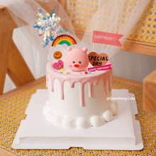 ins网红loopy露比蛋糕装饰摆件软陶呆萌小海狸烘焙装扮插牌插件