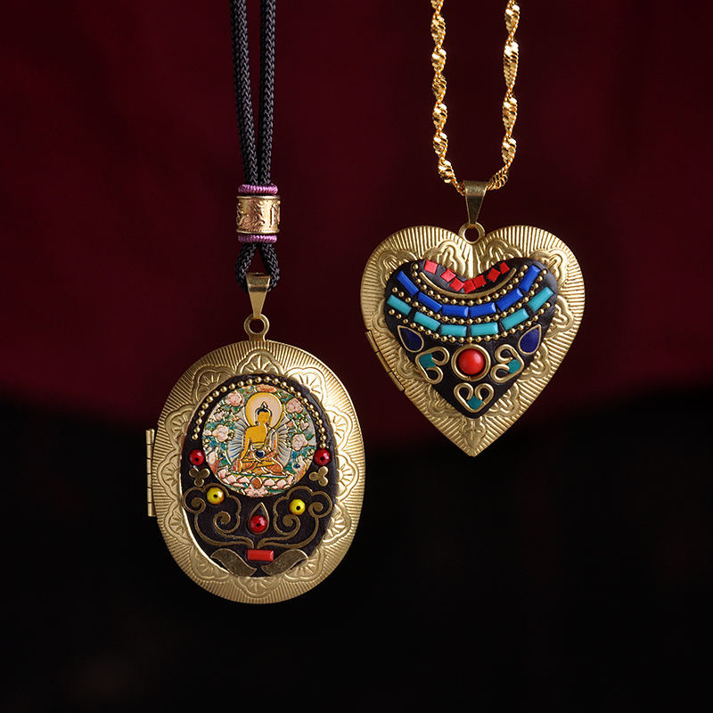 Cuerpo de cobre puro Gawu colgante collar hecho a mano daili Huang Guanshyin hueco se puede abrir colgante tibetano ventas calientes