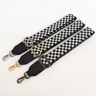 Bag Strap Accessories Strap Single Shoulder Crossbody Shoulder Strap Women's Bag Strap Adjustable Wide Shoulder Strap Black and White Square Color Contrast Strap