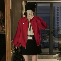 塞纳 休闲百搭翻领衬衫夹克情侣款美式宽松复古休闲潮牌拉链外套