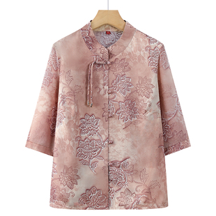 Grandma's New Chinese-Style Shirt, Chinese-Style Summer Top for the Elderly, Mother's Summer Style Shirt, Mother-In-Law's Clothes