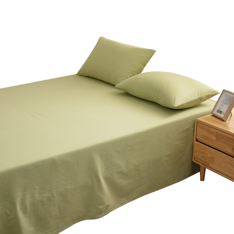Sábanas de estilo japonés de algodón sólido de color sólido, sábanas de agua de lavado de piel, sábanas de cama de algodón sólido desnudo para dormir se pueden personalizar como una sola pieza de sábanas de grado madre e infante.