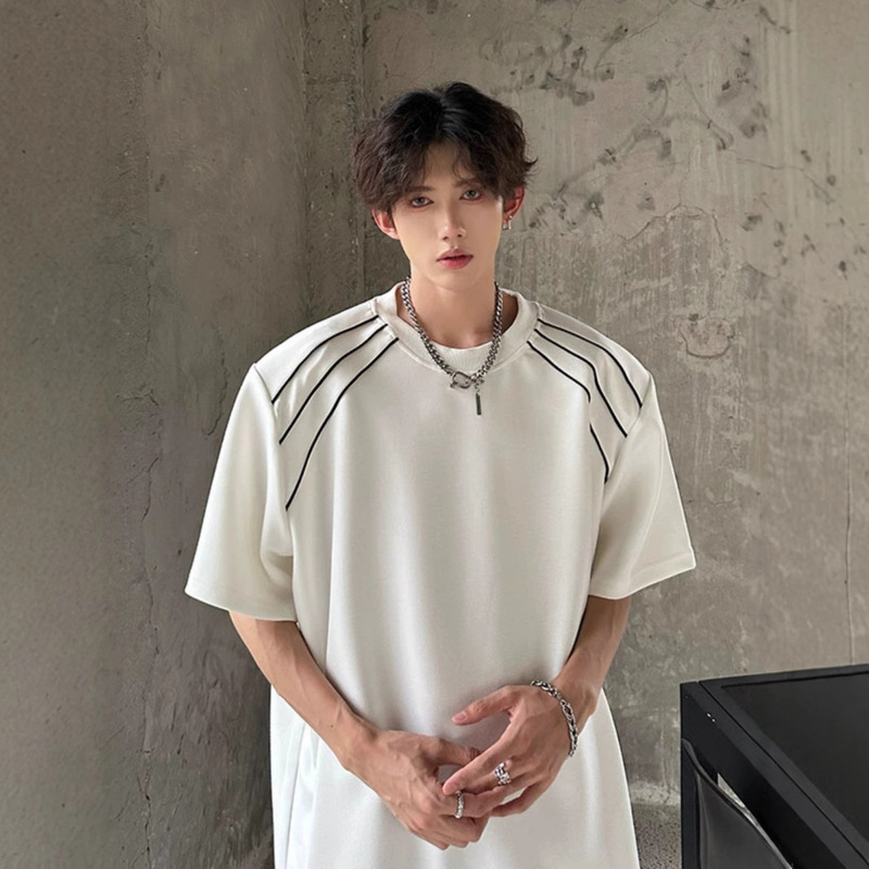 American Short-sleeved T-shirt Men's Summer Simple Trendy Brand High Street Design Sense Hair Stylist Niche Loose Casual Half-sleeved